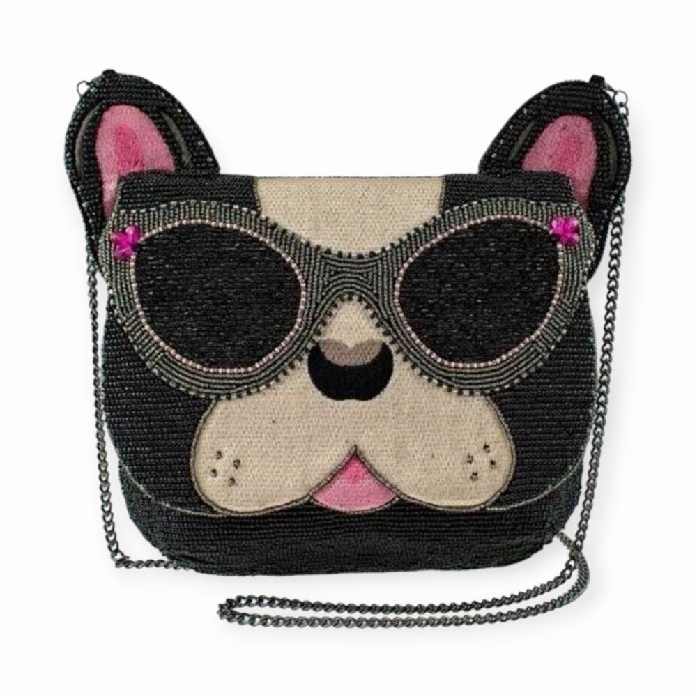 Mary Frances Throw Me A Bone Beaded French Bulldog Crossbody Purse Handbag NWT